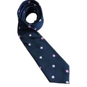 Allen Lolly Classic Necktie Textured Black with Seashells 100% Silk USA Tie EUC